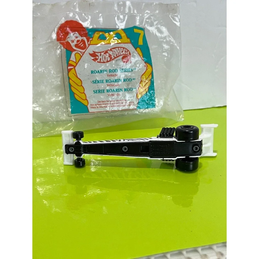 Vintage 1993 Hot Wheels McDonalds Roarin Rod Series 7 Zebra Dragster White Black